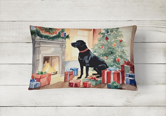 Caroline's Treasures DAC2694PW1216 Labrador Retriever Cozy Christmas Throw Pillow Machine Washable, Indoor Outdoor Decorative Pillow for Couch, Bed or Patio, 12HX16W