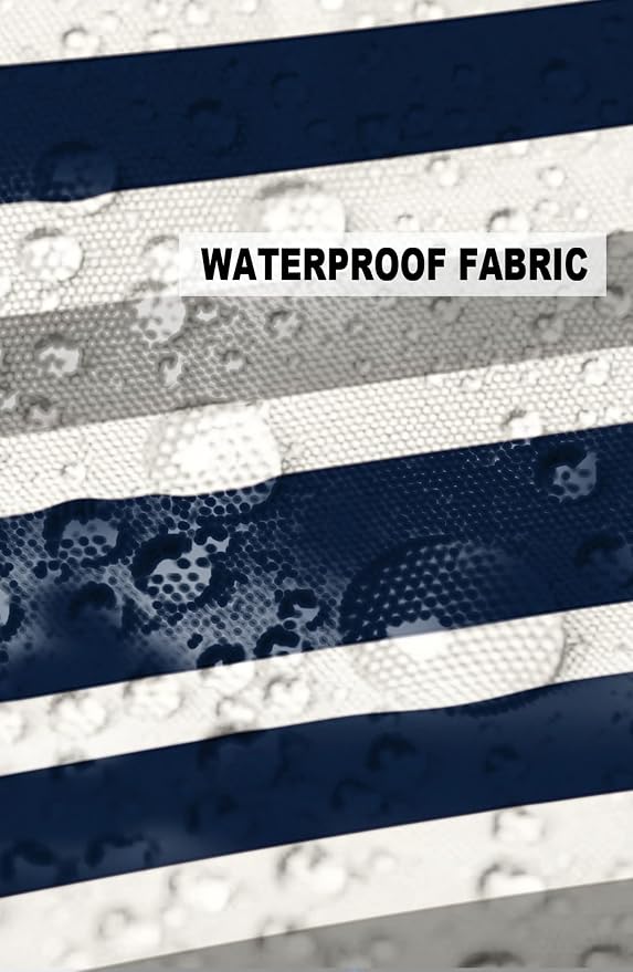 Outdoor Waterproof Throw Pillow Covers 16x16Inch, Navy Blue Cushions for Garden Patio Furniture Chairs Set of 2, Gray and White Stripes Home Decor Couch Sofa Polyester Pillow Cases