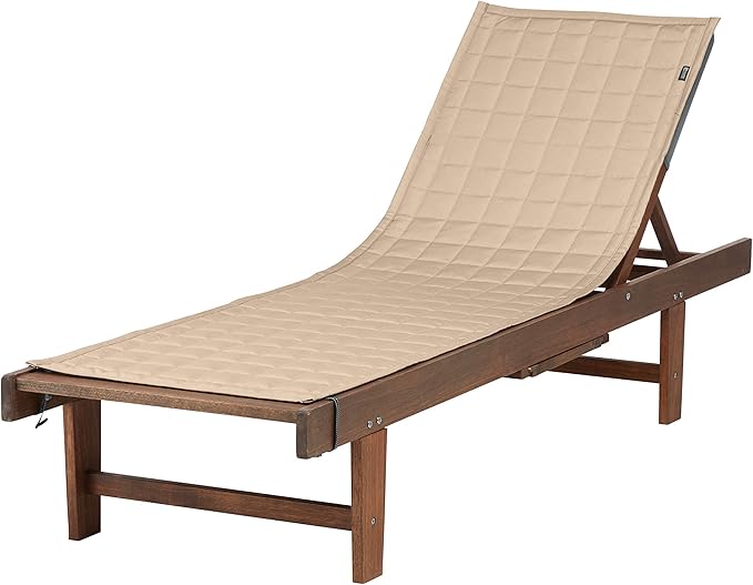 Classic Accessories Montlake Water-Resistant 80 Inch Patio Chaise Lounge Slipcover, Antique Beige, Patio Furniture Covers
