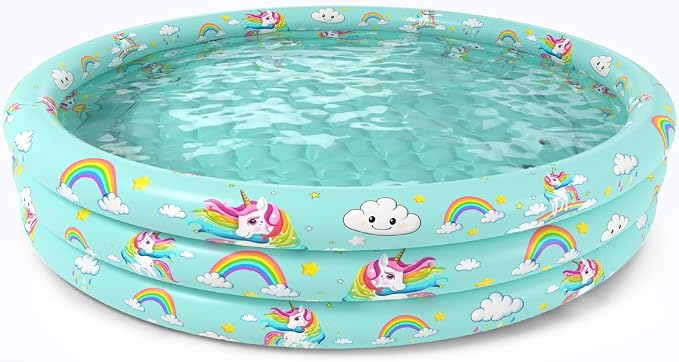 Jasonwell Inflatable Baby Kiddie Pool - Toddler Pool Kids Paddling Baby Swimming Pools Blow Up Ball Pit Infant Wading Pools for Backyard Piscina Inflable para Niños (59in Unicorn)