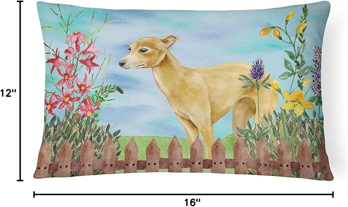 Caroline's Treasures CK1260PW1216 Italian Greyhound Spring Canvas Fabric Decorative Pillow Machine Washable, Indoor Outdoor Decorative Pillow for Couch, Bed or Patio, 12HX16W