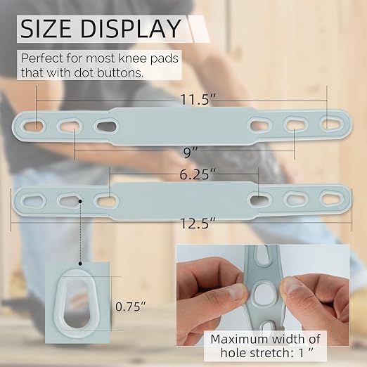 KUNN Rubber Straps for Knee Pads, Replacement Straps for Knee Pads, Set of 4, Grey