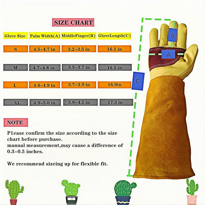 Cow Leather Gardening Gloves, Adjustable&Thorn Proof,Cactus Handling,Rose Pruning,Gardening Gifts For Women/Men