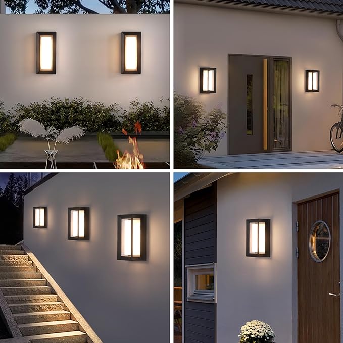 2 Pack Outdoor Wall Lights Exterior/Interior LED 24W Adjustable 3-Color 2100LM IP65 Sconces Lights Waterproof Modern Outdoor Porch Lighting Fixtures Aluminum Wall Lights Compatible with Dimmers