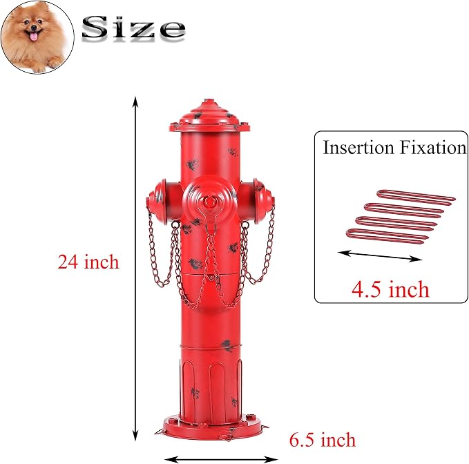 24" H Metal Fire Hydrant for Dogs to Pee On, Vintage M & L Fire Hydrant Post