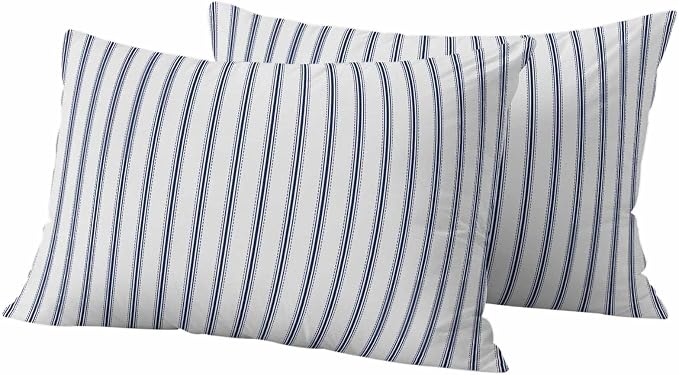 Outdoor Pillow Covers 12x20 Set of 2 Blue Stripe Outdoor Pillows Waterproof Throw Pillow Covers Vertical Striped Pillowcases Decorative Case for Patio Cushion