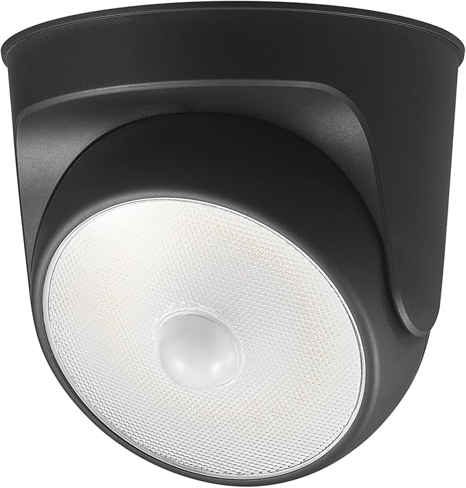 GLOBE Electric 17000183 160-Degree 3W Black 250 Lumens Battery Operated Outdoor Integrated LED Orb Light Security Light, Rotating Lamp Head, Outside House Lights