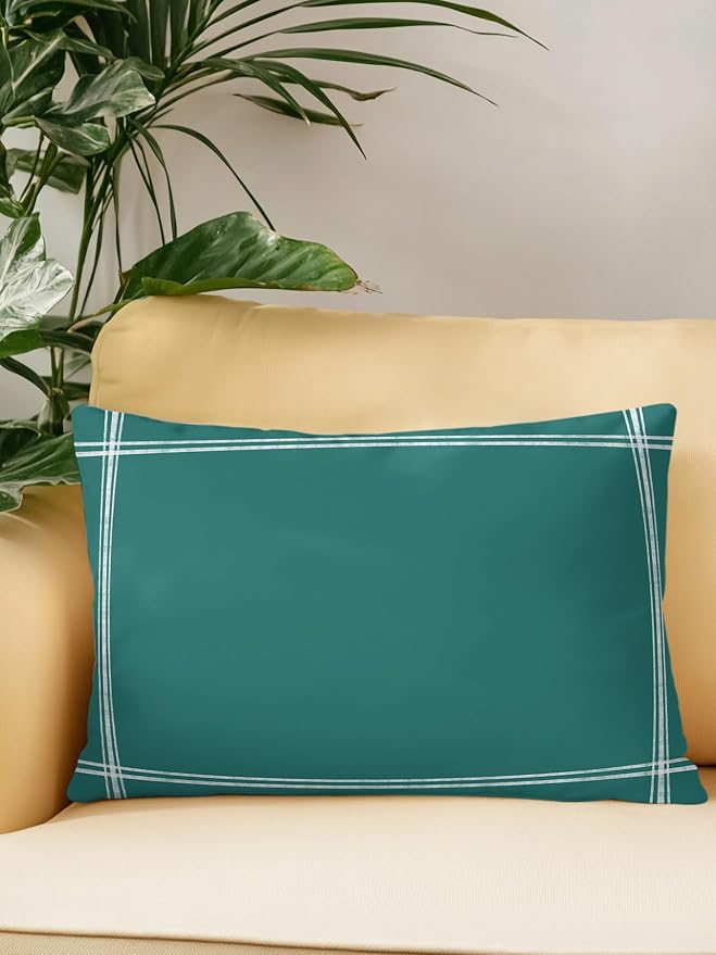 Waterproof Outdoor Pillow 1 Pack Solid Color Decorative Throw Pillows Cover & Insert 20x12 Inch Lumbar Pillowcase Dark Green Vintage Pillows for Couch Sofa Bed Patio Furniture Indoor Outdoor