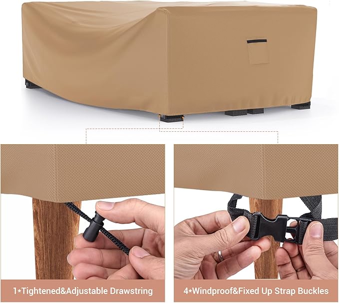 Mrrihand Heavy Duty Patio Furniture Covers, Outdoor Furniture Covers Waterproof Sectional Sofa Set , Patio Table and Chair Set Cover 118"L×57"W×28"H,Brown