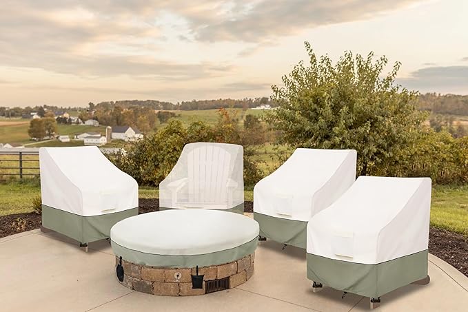 Bitubi Waterproof 4 Pack Patio Adirondack Chair Cover for Outdoor Chair Size Up to 30W x 34D x 36H inch,Outdoor Lawn Patio Furniture Covers (Beige)
