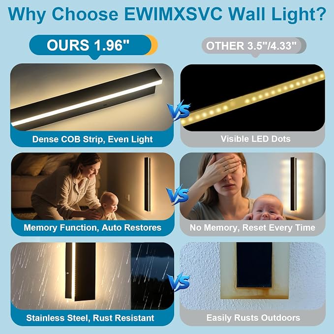 47inch Modern Outdoor Wall Light, Dimmable IP65 Waterproof Long Exterior Light Fixtures Wall Mount, LED Linear Outdoor Wall Sconce Lights, 2700K-6500K Outside Garage Lights for House Patio