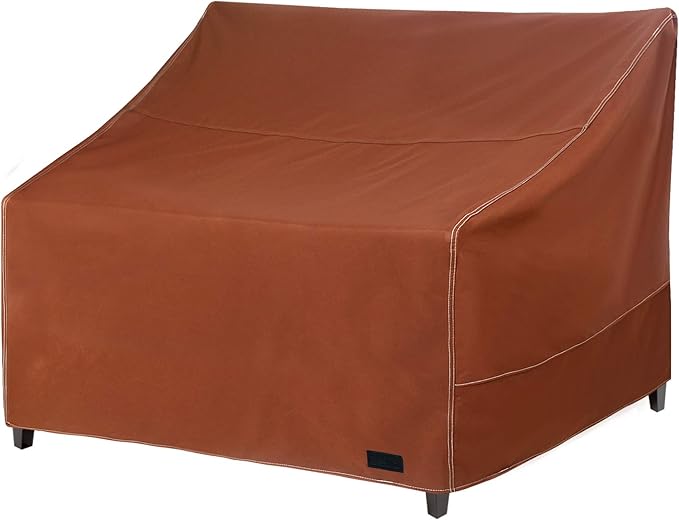 NettyPro Patio Loveseat Bench Cover 58 Inch, Waterproof 600D Heavy Duty Outdoor Furniture 2 Seater Sofa Cover, Brown