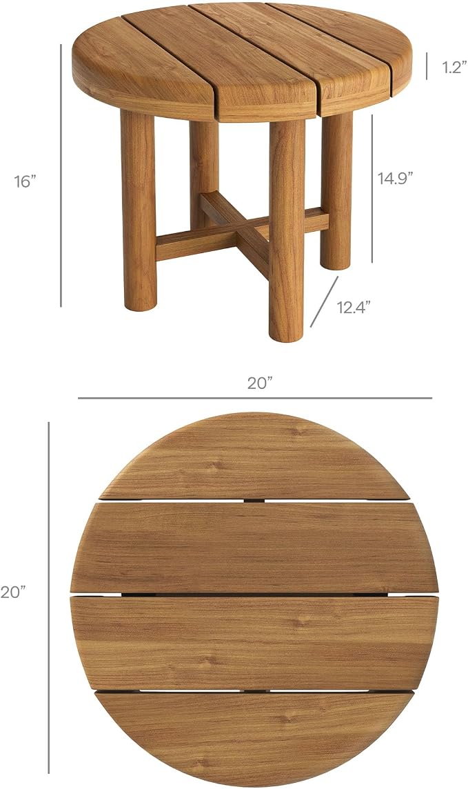 Modway Eleni 5-Piece Outdoor Teak Wood Patio Furniture Set in Natural Sail – Backyard Conversation Set with Loveseat, 2 Armchairs, Side Table, and Coffee Table