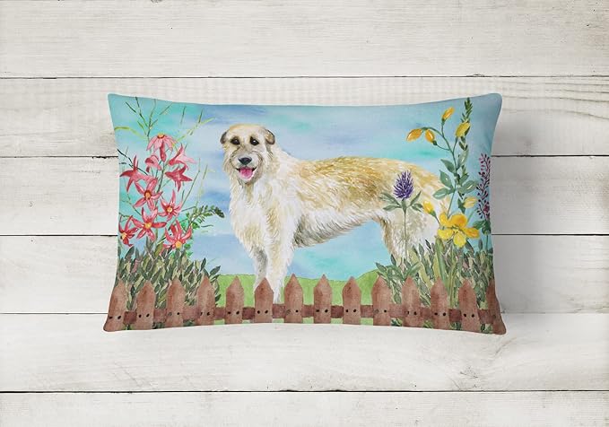 Caroline's Treasures CK1232PW1216 Irish Wolfhound Spring Canvas Fabric Decorative Pillow Machine Washable, Indoor Outdoor Decorative Pillow for Couch, Bed or Patio, 12HX16W