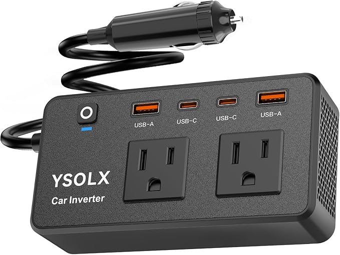 300W Portable Charger Car Power Inverters for Vehicle | 24W USB A/C,Dual 12V-110V AC Car Plug Adapter Outlet,Cigarette Lighter Adapter for Laptop/Camping/Road trip essentials
