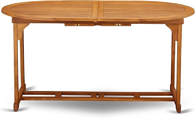 East West Furniture BSBS9CWNA 9 Piece Patio Garden Table Set Includes an Oval Outdoor Acacia Wood Dining Table and 8 Folding Side Chairs, 36x78 Inch, Natural Oil