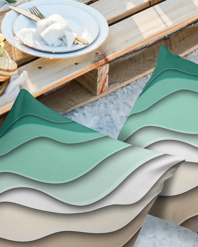 Ombre Abstract Geometry Gradient Green to Brown Outdoor Waterproof Throw Pillow Covers 18 x 18 Inch Set of 2, Pillowcases Decorative Square Cushion Cases for Patio Furniture Couch Porch Garden