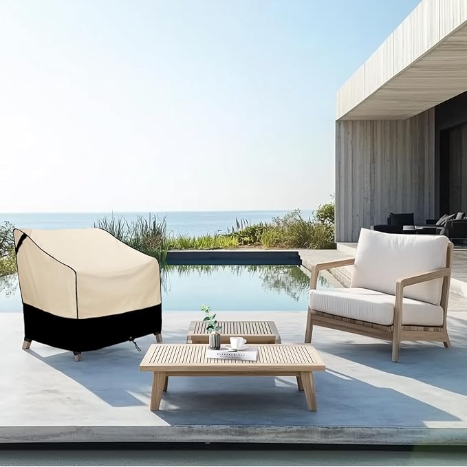FORSPARK Waterproof Outdoor Chair Covers, Heavy-Duty Patio Chair Covers 2-Pack, Universal Fit for Lawn Furniture, Fits up to 33.5”W x 31.5”D x 36”H, Khaki