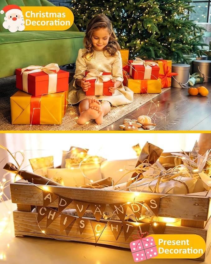 4 Pack 60 LED Fairy Lights Battery Operated with Remote, 20 FT Warm White | Cuttable, 8 Modes, Memory, Dimmable, Waterproof Battery String Lights with Timer for Indoor Outdoor, Christmas Decorations