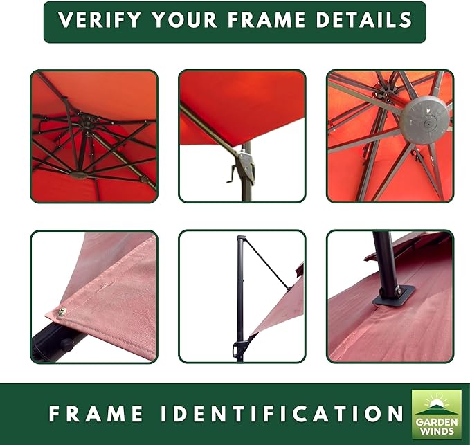 Garden Winds Reinforced RipLock 350 Replacement Canopy Top Cover Compatible with Garden Treasures 11’ Offset Umbrella Models YJAF-819R, YJAF-819D, YJAF-81903A, YJAF-81903B, YJAF-81903C - Cinnabar