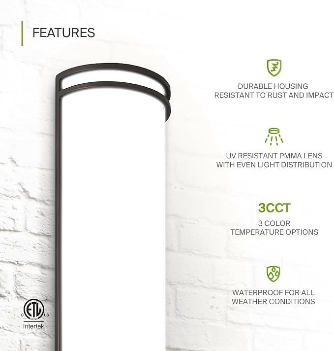 ASD 18 Inch LED Outdoor Sconce Lights - 20W 120-277V 3000K 4000K 5000K Bronze Exterior Lighting Fixtures, Dimmable Exterior Lights for House, Modern Patio Wall Light Fixture ETL, 2 Pack