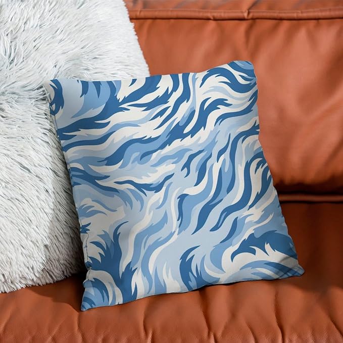Blue Tiger Print Pillow Cover Animal Tiger Print Pillowcase 26x26 INAbstract Accent Outdoor Garden Decoration for Patio Garden Couch Tent