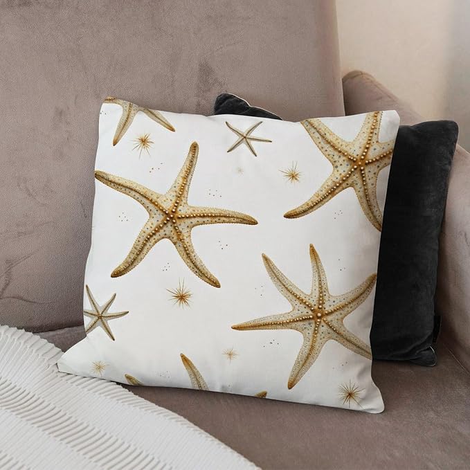 Starfish Throw Pillow Covers Nautical Seastar Beach Throw Pillow Cover Classic Outdoor Garden Decoration for Patio Couch Bench 20x20 in