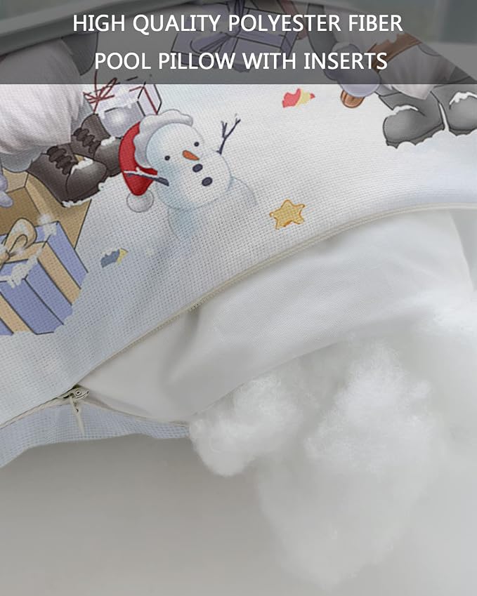 Outdoor Pillows Covers with Inserts Christmas Snowman Winter Snow Gnomes Waterproof Recliner Pillow with Adjustable Strap Throw Pillows for Patio Furniture Pool Lounge Chair, 11x16 inch, 1PCS
