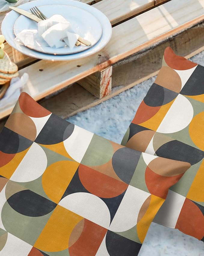 Outdoor Throw Pillow Covers Waterproof Pillow Cases 26x26In,Mid Century Abstract Geometric Color Block Decorative Pillow Covers Cushion Cases for Couch Sofa Patio,2 Pack Nordic Style Circle Modern Art