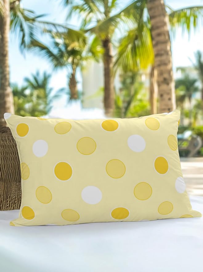 Waterproof Outdoor Pillow 1 Pack Yellow Polka Dots Decorative Throw Pillows Cover & Insert 20x12 Inch Lumbar Pillowcase Funny Circles Spots Pillows for Couch Sofa Bed Patio Furniture Indoor Outdoor
