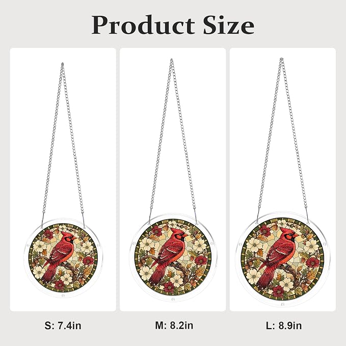 Acrylic Puzzle Suncatcher, Sun Catchers Puzzle for Window Hanging | 7.4 Inch Northern Cardinal DIY Suncatcher Puzzle Gifts for Adults, Women, Men, Wife, Mom, Birds Lover, Home & Garden Decor