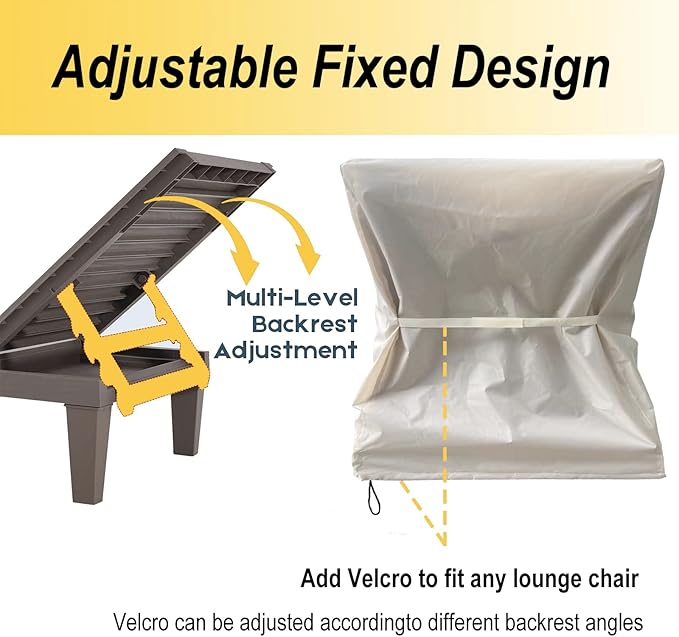 SIHAIAN Patio Lounge Chair Cover Waterproof Outdoor Chaise Lounge Covers UV Resistant Special Fixed Design 68Lx32Wx32H Beige 2Pack Patio Furniture Covers