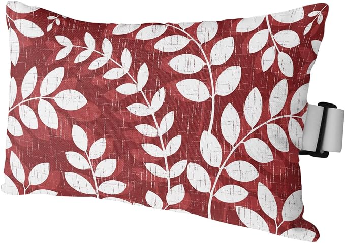 Outdoor Lumbar Pillow Set of 1, Burgundy Leaves Waterproof Beach Headrest Pillow with Inserts, Farmhouse Botanical Branch Vintage Modern Recliner Throw Pillows for Patio Furniture, 12 x 20