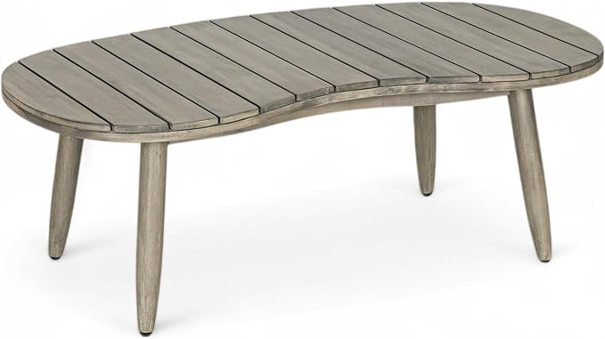 Christopher Knight Home Havets 4 Piece Patio Conversation Sets, Outdoor Acacia Wood Patio Seating Group,Woven Rope Loveseat Chairs with Cushions and Coffee Table for Porch Backyard Balcony, Gray+Beige