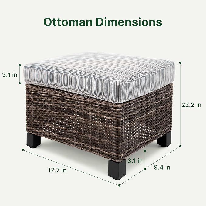 Wicker Patio Conversation Set, Outdoor Patio Chair Set with Deep Seating, Wide Armrests & Thick Cushions, All-Weather Outdoor Furniture Set for Patio, Porch, Deck & Backyard
