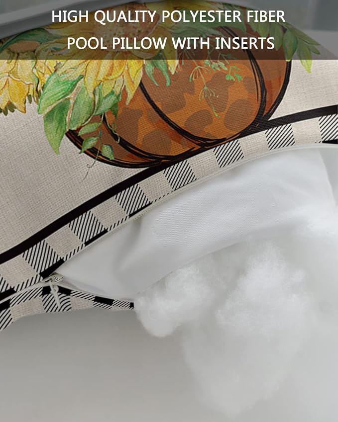 Outdoor Pillows Covers with Inserts Fall Autumn Waterproof Recliner Pillow with Adjustable Strap Throw Pillows for Patio Furniture Pool Lounge Chair, 11x16 inch, 2PCS