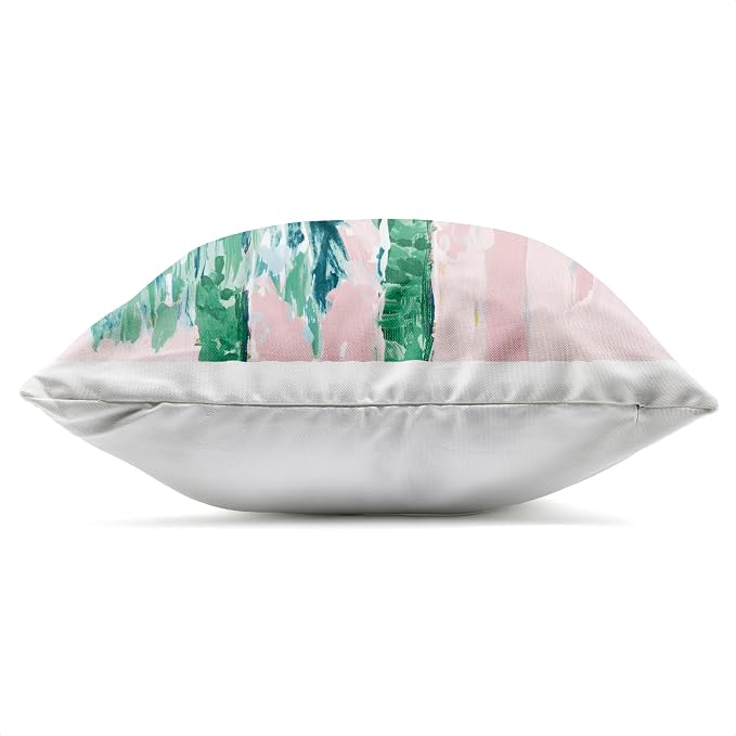 Stupell Industries | Tropical Palms on Pink, 18 x 18 | Outdoor Pillow, Made in USA - By Jane Slivka