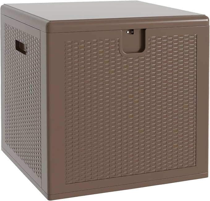 Takywep Large Resin Deck Box Waterproof, 150 gal, 800 LB Capacity Heavy Duty Outdoor Storage Box with Lockable Lid, Portable Outside Storage Container for Patio Garden Yard, Black