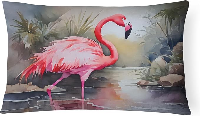 Caroline's Treasures DAC2860PW1216 Flamingo Throw Pillow Machine Washable, Indoor Outdoor Decorative Pillow for Couch, Bed or Patio, 12HX16W