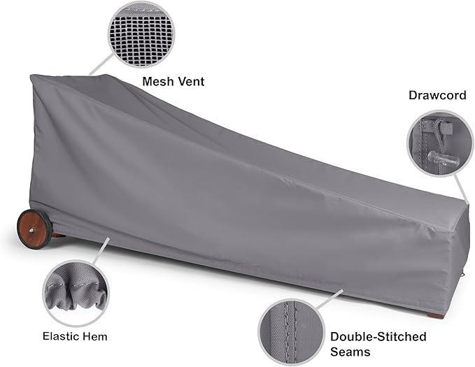 Covermates Elite Chaise Lounge Cover – Weather-Resistant Polyester Outdoor Furniture Cover with Mesh Vents, Drawcord Hem, Buckle Straps, UV Protection, 30W x 85D x 40H, Charcoal