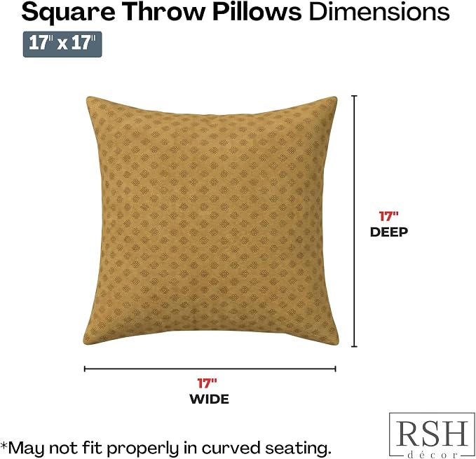 RSH DECOR: Sunbrella Square Throw Pillows Set of 4 | 17" x 17" | Water and Fade-Resistant Performance Fabric | Outdoor Pillow Covers with Down-Alternative Inserts | Made in USA (Trinket Teak)