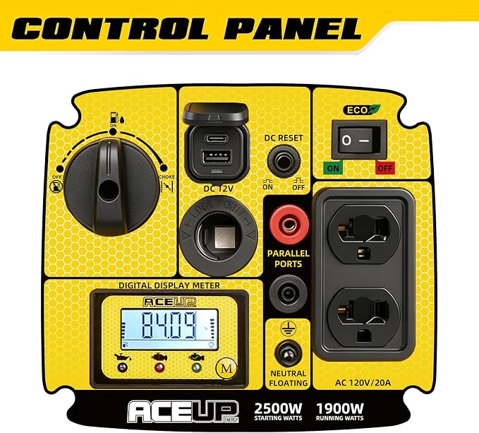 Aceup Energy 2500 Watt Portable Inverter Generator, Super Quiet Gas Powered Generator for Home use, Camping, EPA Compliant