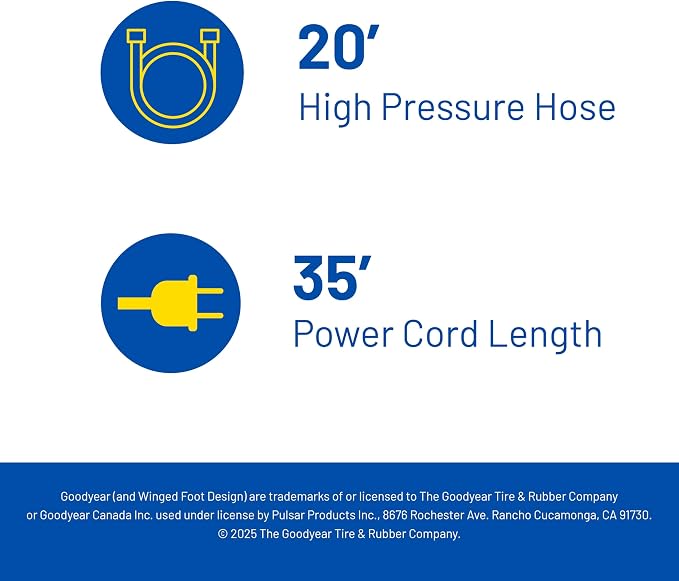 Goodyear 2200 PSI Compact Electric Pressure Washer, 1.65 GPM