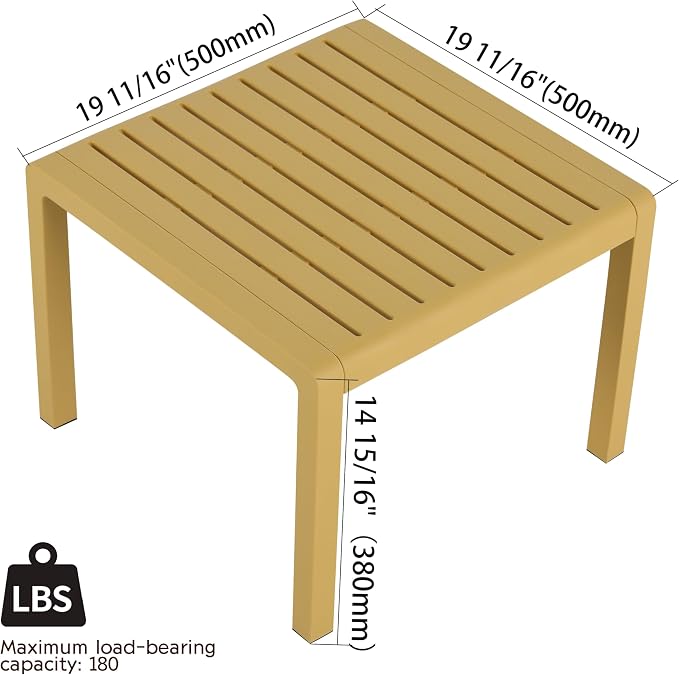 KEIKI 2 PC Outdoor Indoor Chair and Coffee Table PP Furniture Conversation Set Easy Assembly for Patio