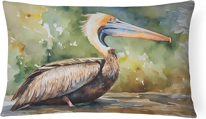 Caroline's Treasures DAC2853PW1216 Pelican Throw Pillow Machine Washable, Indoor Outdoor Decorative Pillow for Couch, Bed or Patio, 12HX16W