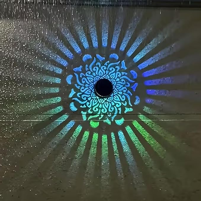 Solar Decorative Solar Mandala Lights, Shadow Pattern Garden Decor for Fence, Patio, Yard, Walkway, and Porch Lighting, Gifts for Mom Women (Colorful Color-3,1pc)