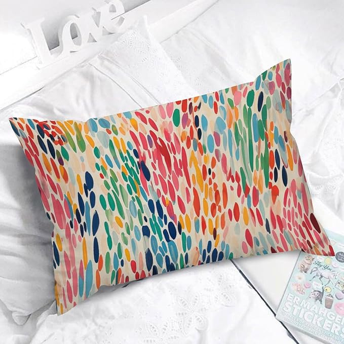 Lumbar Support Pillow Case Make It Rain Fiesta Pillows Rustic Rainbow Colorful Pillow Cover Accent Decorative Cushion Cases Home Decor for for Sofa Bed Office Couch Chair 12x18in
