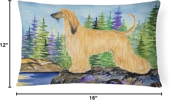 Caroline's Treasures SS8220PW1216 Afghan Hound Canvas Fabric Decorative Pillow Machine Washable, Indoor Outdoor Decorative Pillow for Couch, Bed or Patio, 12HX16W