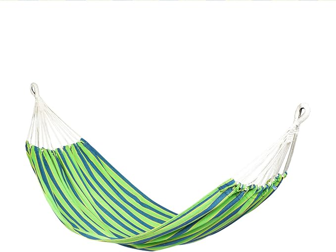 Bliss Hammocks 40" W Single Outdoor Hammock with Universal Multi-Loop Suspension with "S" Hooks, Durable, Cotton/Polyester, 220 Lbs Capacity, Mediterranean
