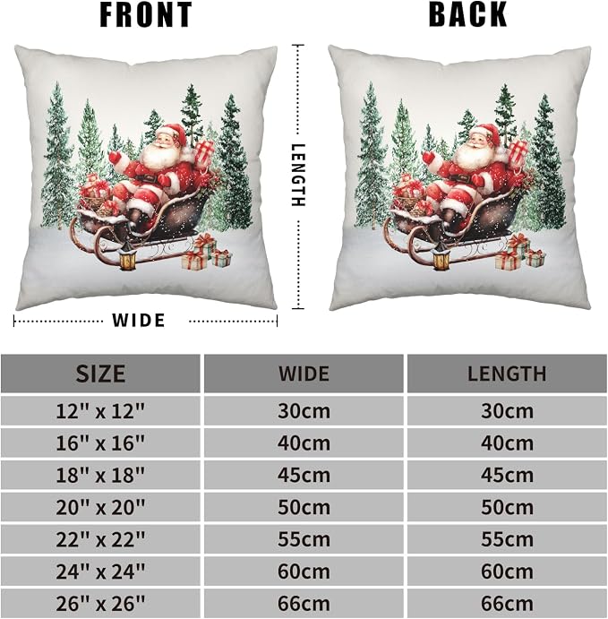 Christmas Santa Pillow Covers Set of 2 Snowy House Red Truck Snowman Throw Pillow Covers Green Xmas Tree Pillowcase 20x20 Cotton Linen Cushion Case for Winter Holiday Home Decor